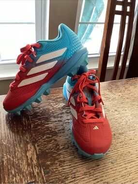 Adidas Adizero Impact Baseball Cleats Kids Youth SIZE 13K Red Blue EUC Sparkle